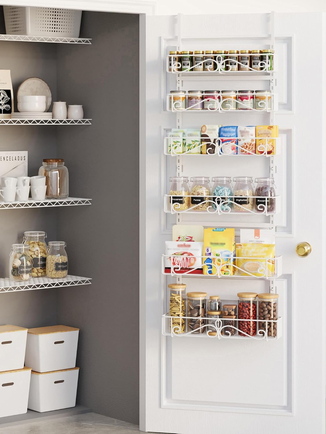 NQW 6-Tier Over Door Pantry Rack, Heavy Duty Storage Shelf for Laundry