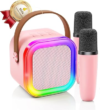 Kinglucky Mini Karaoke Machine for Kids, Top Birthday Gift Pick for Girls Ages 3, 4, 5, 6, 7, 8, 9, 10, 11, 12 Years Old, Kids’ Personal Video Players Accessories with 2 Mics Singing Present Toy, Pink