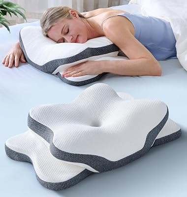 5X Pain Relief Cervical Neck Pillow for Neck Support, Ergonomic Cooling Side Sleeper Pillow for Sleeping, Odorless Contour Memory Foam Pillows, Orthopedic Bed Pillow for Side Back