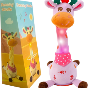 Emoin Talking Giraffe Baby Toy, Dancing Giraffe Plush Toy Musical Giraffe Mimicking Toy,Talking Repeat Singing 10 Pcs Songs Repeating What You Say Sing+Dancing+Recording+LED (Adjustable Volume)
