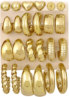FANDY 12 Pairs Chunky Gold Hoop Earrings