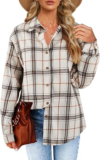 FEBRIAJUCE Long Sleeve Plaid Flannel Shirt