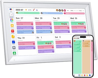 15.6 Inch Digital Calendar Wall Touch Screen – Smart Family Planner & Chore Chart, 1920x1080 HD IPS Touchscreen, No Subscription Needed, Google Calendar Sync, Wall Mount & Desk Stand Included