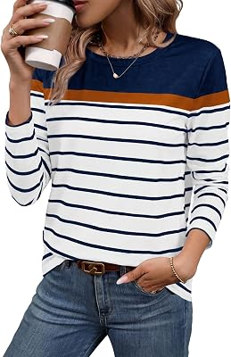 WIHOLL Womens Stripe Tops