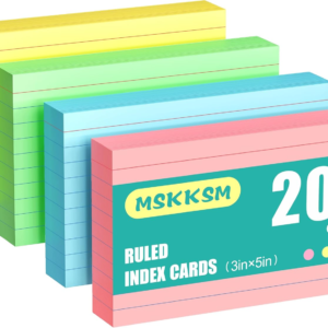 Colored Index Cards 3×5 Inch 200 Count Ruled Index Flash Cards for Studying