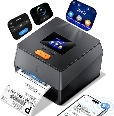 Phomemo Shipping Label Printer with Touchable Screen & Built-in Label Bin | 4x6 Bluetooth Thermal Label Printer, D420D Thermal Printers for Small Business, Compatible with USPS, Tiktok