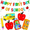 Back To School Decorations, First Day of School Decorations, Pre-Strung Glitter Happy First Day of School Banner With Pencil School Bus Back To School Balloons for Home Classroom Back to School Decor