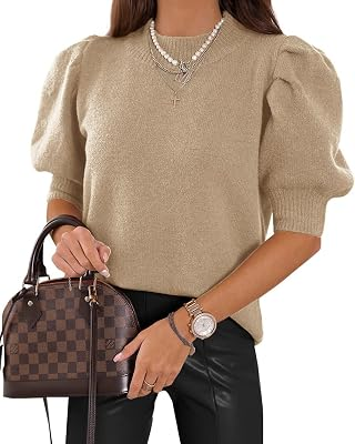 UNCLECAT Womens Puff Short Sleeve Sweaters