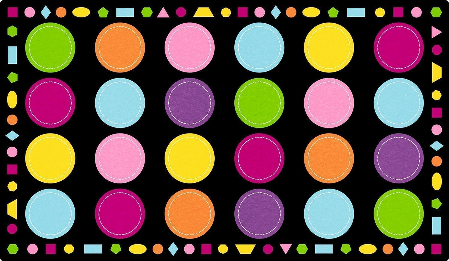 Boooooom Jackson Classroom Rug - 7'6''x13'12'' Circle Dot Seating Square Preschool Classroom Carpet, Non-Slip & Stain Resistant, 20X Easy Clean, Thick Nylon Kids Playroom Floor Mat