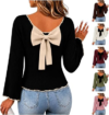 RIANCLUD Women Long Sleeve Back Bow Sweaters