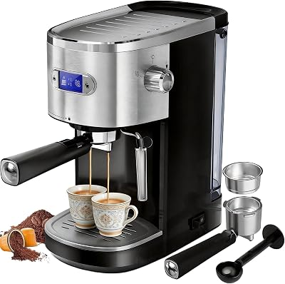 Kismile Espresso Machine, 20 Bar Coffee Maker with Milk Frother, Compact Stainless Steel Semi-Automatic Expresso Coffee Machine with 45oz Removable Water Tank for Cappuccino Latte