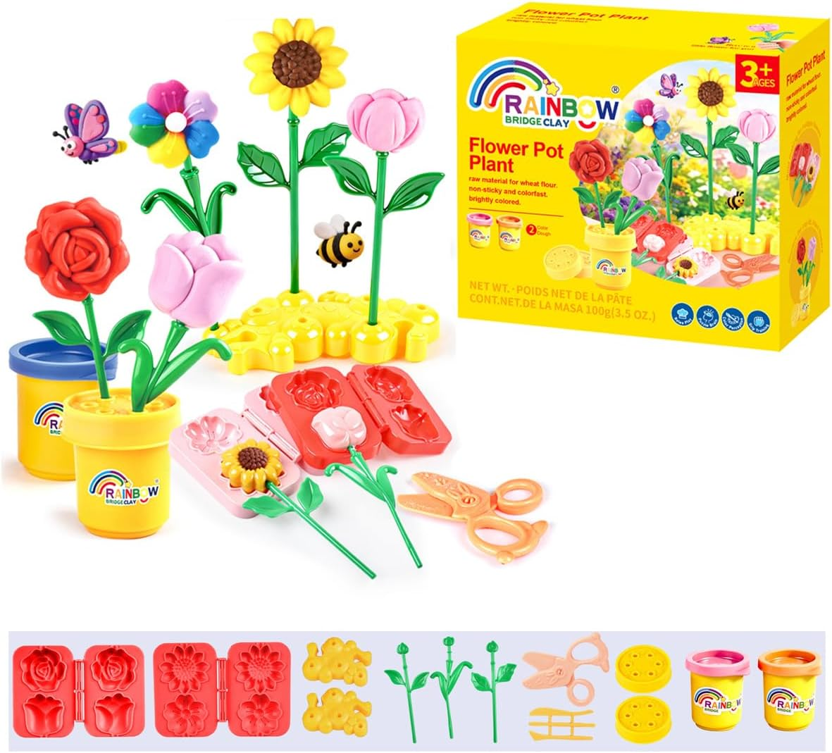 Yositochuan Flower Dough Play Set for Kids Ages 3 4 5 6 7 8
