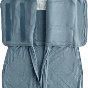 Dreamland Baby Viscose Swaddle Blanket (0-6 Months). 1.0 TOG Ultra Soft Swaddle Blanket w/Built in Band. 97% Viscose, 3% Spandex (Ocean). Mom-Owned US Business, Premium Materials