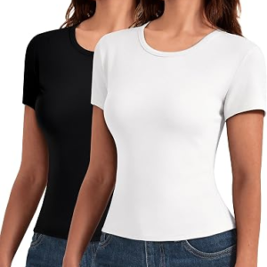 LEAFIGURE 2 Pack Womens Basic T Shirts