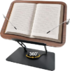Book Stand for Reading, Adjustable Book Holder with 360°Rotating Bases, Foldable Book Holders for Reading Hands Free with Elastic Page Clips,Fits for Book,Recipe,Music Scores, Kindle,Magazines,Tablets