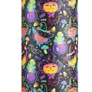 Encool SwiftSip Insulated Stainless Steel Water Bottle with Straw – Leak Proof Sports Water Bottle for School, Travel, Keeps Cold All Day, One-Touch Flip Lid, BPA-Free, 24 oz, Meowgic Night