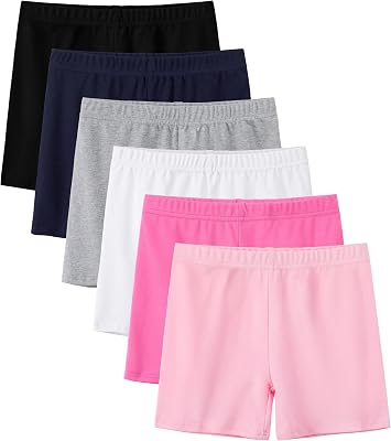 YERIOK 6 Pack Girls' Cotton Bike Shorts