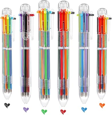 BESARME 20 Pcs Cute Pens Bulk for Kids, Students Birthday Gifts from Teacher 6-in-1 Multicolor Pen Retractable Prizes for Kids Classroom Office School Birthday Party Favors Gifts