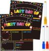 Aposwow First and Last Day of School Poster 2 Pcs First and Last Day Sign Colorful Chalkboard Posters with Pens, Reusable Back to School Preschool Kindergarten Classroom Decor