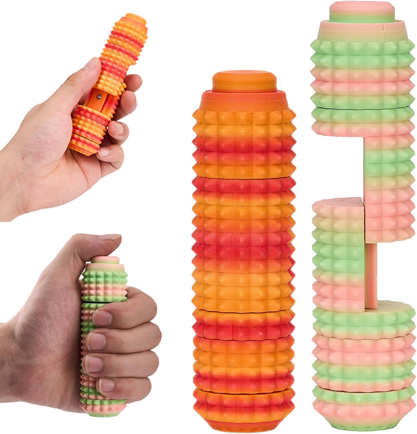2PCS Fidget Toy for Adults,Little Ouchies Spiky Pain Stim Toy with Slider,Clicker,Spinner,Spinner,Ratchet 6 in 3Fidget Toy