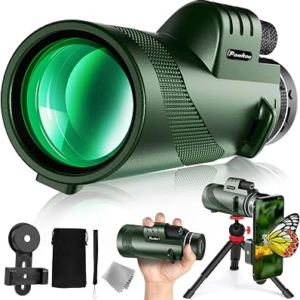 40×60 High Powered Monocular Telescope for Adults with Smartphone & Tripod