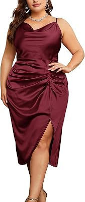 KIMCURVY Womens Plus Size Satin Dress
