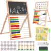 Wooden Abacus Math Games for Kids 5-7 Counting Toys with Double-Sided Board