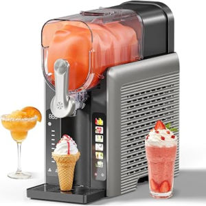 Slushie Machine for Home, No Ice Needed Frozen Drink Maker with Auto-Clean, LED Display, Perfect for Margaritas, Frappés, Milkshakes and More, Family Gatherings & Home Bar, Grey, 1