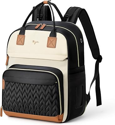 Diaper Bag Backpack - Extra Large Diaper Backpack for 2 Kids Twin, Travel Baby Bags for Mom Dad 25-37L Expandable with Changing Pad, Quilted Beige Black