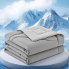 FineMay Cooling Comforter Queen Size, Double-Sided Cooling Blanket for Hot Sleepers & Night Sweats, Arc-Chill Q-Max > 0.4 Breathable Ice Blanket, Lightweight Cold Comforter (80”x90”, Light Grey)