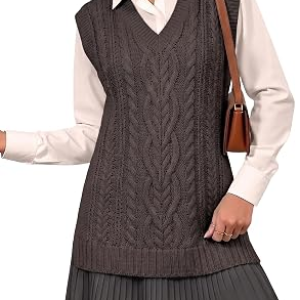 FISOEW Womens Cable Knit Sweater Vest