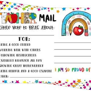 WaaHome Teacher Mail Notes to Parents – Confetti Happy Mail Postcards for Students from Teacher – Rainbow Good Behavior Incentive Cards – Classroom Must Haves – Kindergarten Elementary School Supplies