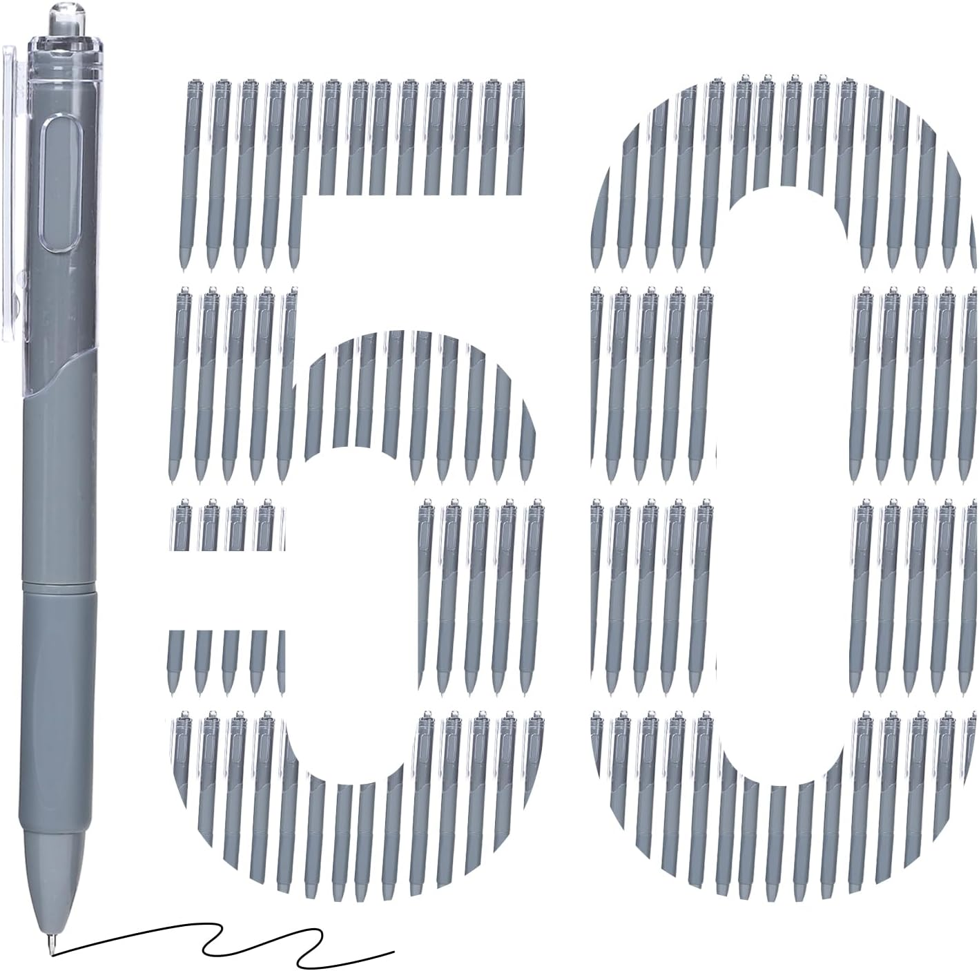 50 Pack Gel Pens Bulk, 0.5mm Fine Point Blue Barrel with Black Ink