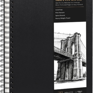 Hardcover Sketchbook Spiral Bound, 160gsm Thick Paper Drawing Pad, 40 Sheets/80 Pages Drawing Book Sketch Pad for Artists, Art Projects, Ideal for Sketching, Pencil & Charcoal