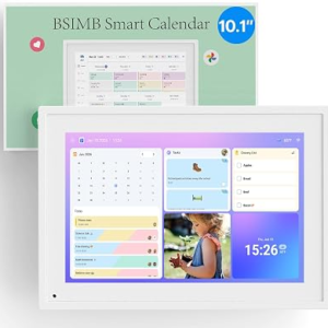 BSIMB 10.1 Inch Digital Calendar – Chore Chart, Meal Planner, Rewards System, Photo Display, Smart Electronic Calendar Touchscreen Interactive Display for Family Schedules Seamless Scheduling White