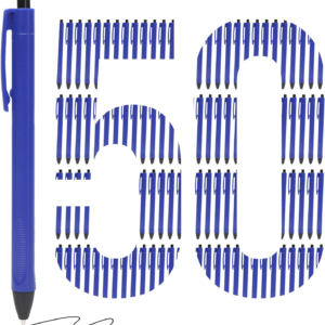 50 Pack Ballpoint Pens Bulk,1.0 mm Medium Point Black Ink Blue Barrel