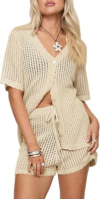 SAODIMALLSU Womens Crochet Swimsuit Coverup Sets