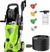 Electric Pressure Washer 5000 PSI Portable Power Washer with 33FT Pressure Hose, 4 Nozzle Set for Home/Cars/Fences/Windows, Green