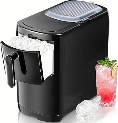 Antarctic Star Portable Ice Maker Countertop, 18Lbs/24H Self-Cleaning Ice Machine with One-Touch Operation & Ice Scoop Included, for Home Kitchen Office, Black