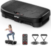HTM Curved Vibration Plate Exercise Machine, Whole Body Shake Plate with 150W Motor & Resistance Band, 330lbs Weight Capacity, 120 Speeds, Low Noise Vibration Board for Weight Loss, Home Fitness