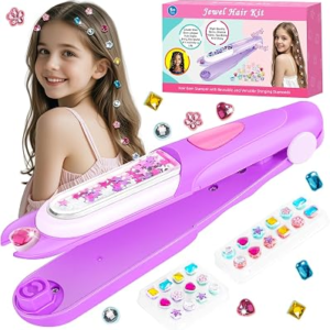 Hair Gem Stamper Kit – Bling Hair Jewels for Girls Toys – Hair Accessories with Reusable Shining Diamonds, Birthday Gifts for Girls 3 4 5 6 8-12