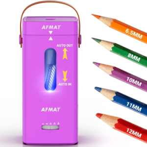 AFMAT Electric Pencil Sharpener, Fully Automatic Pencil Sharpener, Auto in & Out, Rechargeable Hands-Free Sharpeners for Jumbo & Colored Pencils (6.5-12mm), Portable for Home/Classroom/Office PSC6