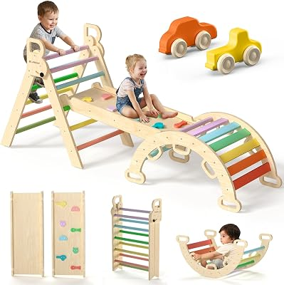 BLUEWOOD Pikler Triangle Set Climbing Toys