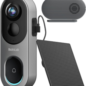 BOTSLAB 5MP Doorbell Camera Wireless with Solar Panel, Nonstop Power Video Doorbell with Head-to-Toe View, AI Motion Detection, Package Detection, VR Mode, 6400mAh Battery, Easy Installation,2.4G WiFi