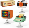 JAKI Typewriter Camera Television Building Toys, Retro Classic Series Building Blocks Set with Dust Cover, Collectible Vintage Display Model Office Room Decor