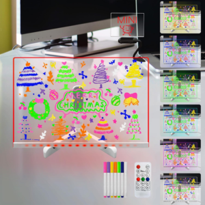 Laysinly Acrylic Dry Erase Board with Light up Stand, 11.81″ x 7.87″ Clear White Board to do List memo Plan, led Note Board with 7 Colors Change,USB Powered,Remote Control (L)