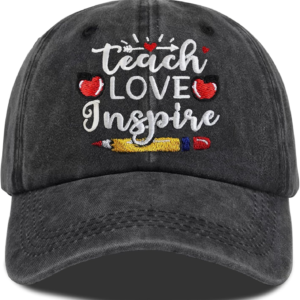 ZVUZVO Teacher Appreciation Gifts, Teacher Hat for Women Men Teachers, Adjustable Embroidered Teachers Baseball Cap for Valentines Christmas. Black