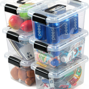EOENVIVS Plastic Storage Bins with Lids 6 Packs, 7 Quart Storage Organizer Bins with Buckle-Up Latches and Handle, Stackable Storage Containers for Home Pantry Office Classroom Organization, Clear