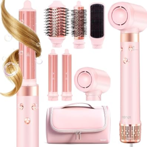 ABNER® 6 in 1 Professional Hot Air Styler – Powerful Hair Dryer Brush & Auto Curling Iron Set, Fast Drying Curling Volumizing Straightening, Styling Without Heat Damage, for All Hair Lengths