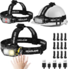 Rechargeable Headlamp Super Bright High Lumens, 3Pack LED Head Lamp with 5 Modes, 120° Adjustable Head Lights for Forehead, Waterproof HeadLamps for Adults Camping Hunting Hiking